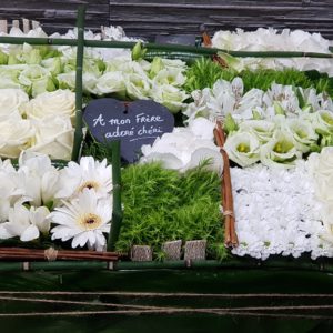 Coussin carré blanc et vert